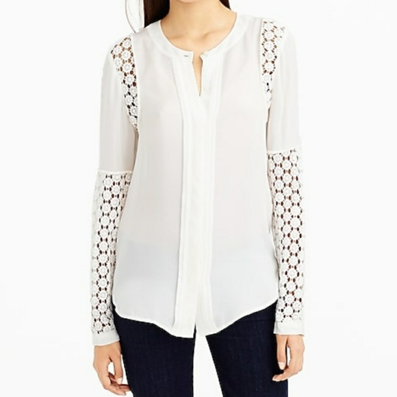 J. Crew Tops - J.Crew | Silk Georgette White Button Up Blouse New